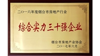 2016年度煙臺市房地產(chǎn)行業(yè)綜合實(shí)力三十強(qiáng)企業(yè)